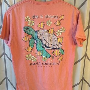 Simply Southern Coral Tee with Turtle Design